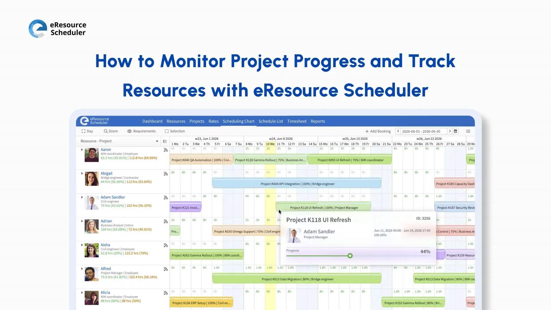 Monitor Project Progress and Track Resources with eResource Scheduler