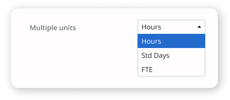 View report in hours, percentage, days, FTE