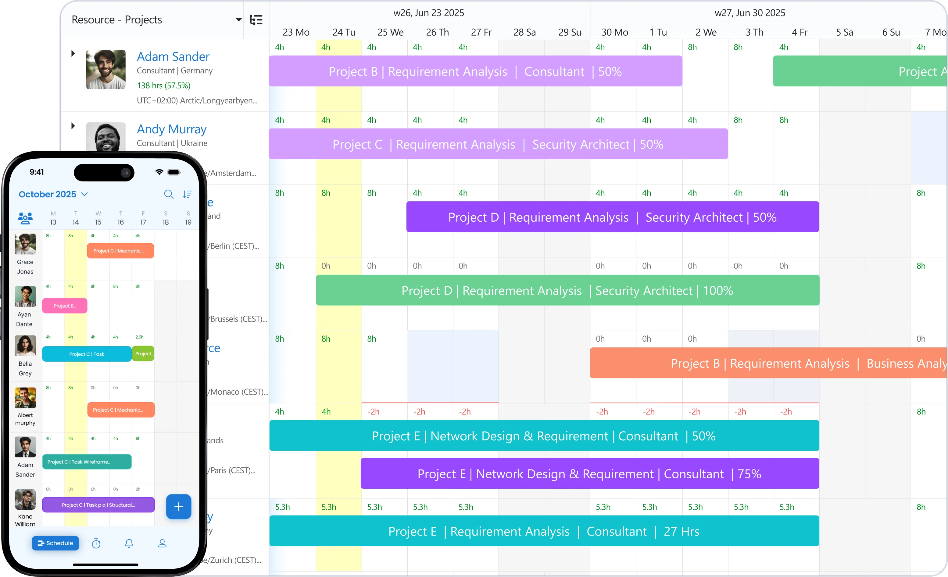 eResource Scheduler desktop application with mobile app overlay